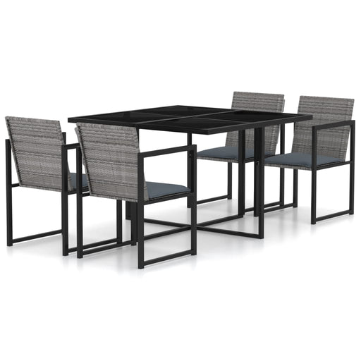 Set mobilier de exterior cu perne, 5 piese, gri, poliratan - WALTI WALTI
