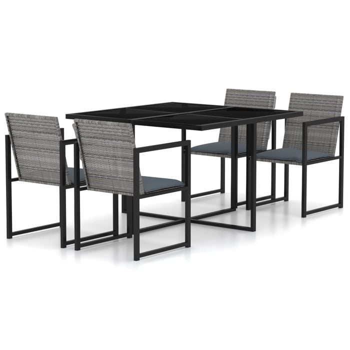 Set mobilier de exterior cu perne, 5 piese, gri, poliratan - WALTI WALTI