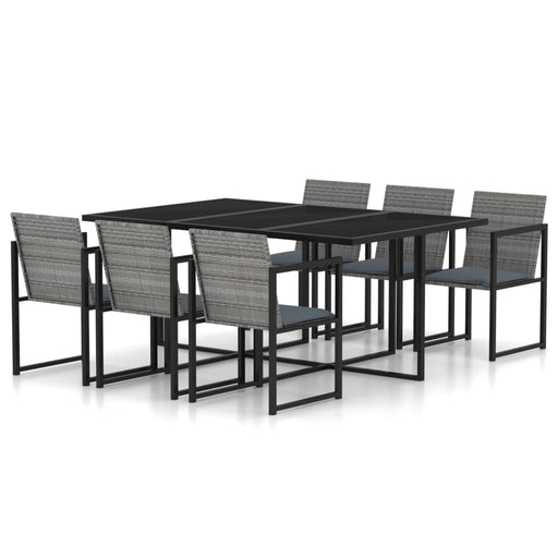 Set mobilier de grădină cu perne, 7 piese, gri, poliratan - WALTI WALTI