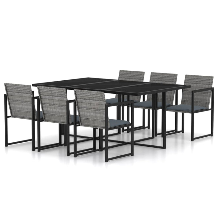 Set mobilier de grădină cu perne, 7 piese, gri, poliratan WALTI