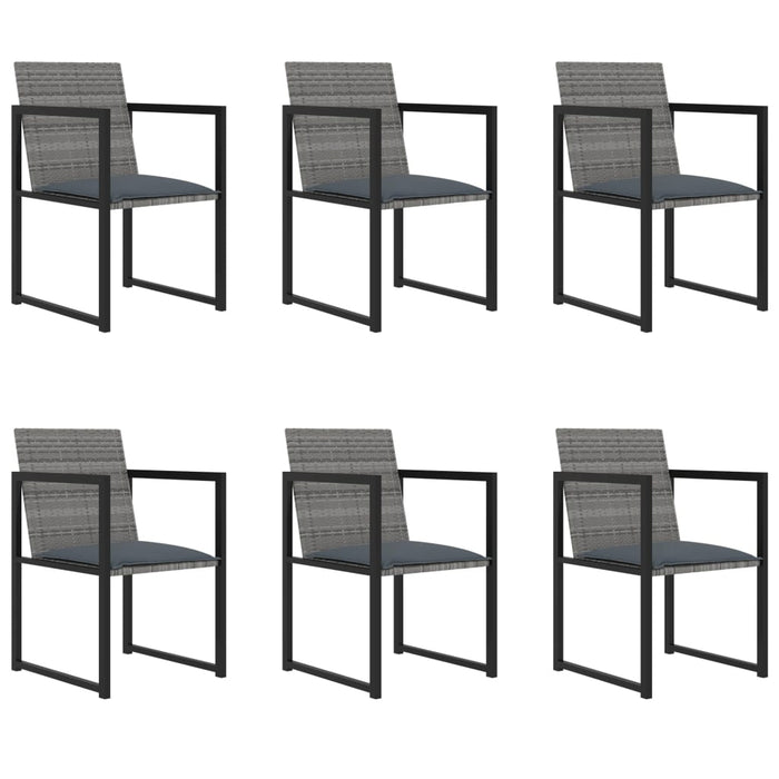 Set mobilier de grădină cu perne, 7 piese, gri, poliratan WALTI