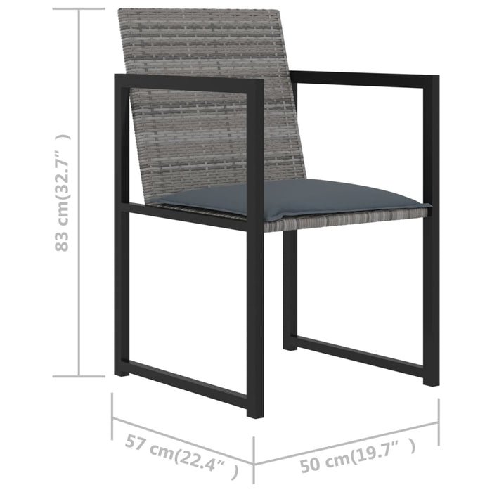 Set mobilier de grădină cu perne, 7 piese, gri, poliratan WALTI