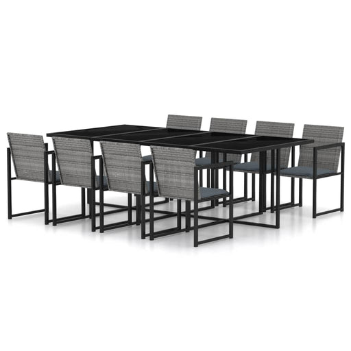 Set mobilier de grădină cu perne, 9 piese, gri, poliratan - WALTI WALTI