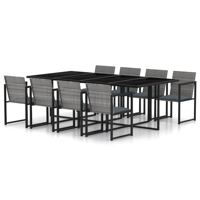 Set mobilier de grădină cu perne, 9 piese, gri, poliratan - WALTI WALTI