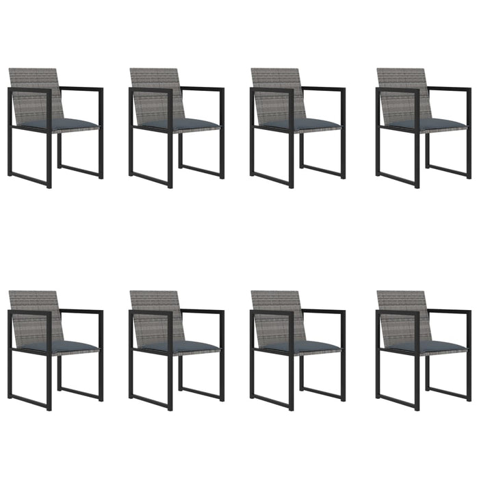 Set mobilier de grădină cu perne, 9 piese, gri, poliratan - WALTI WALTI