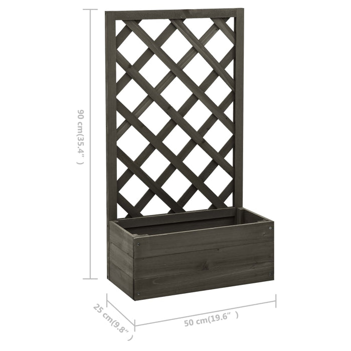 Jardinieră cu spalier de grădină, gri, 50x25x90 cm, lemn brad - WALTI WALTI