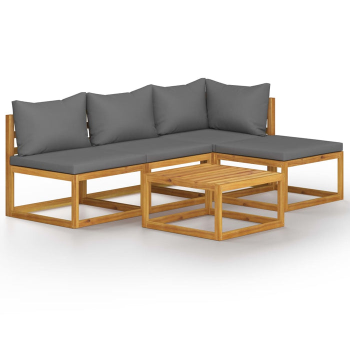 Set mobilier de grădină cu perne, 5 piese, lemn masiv acacia WALTI