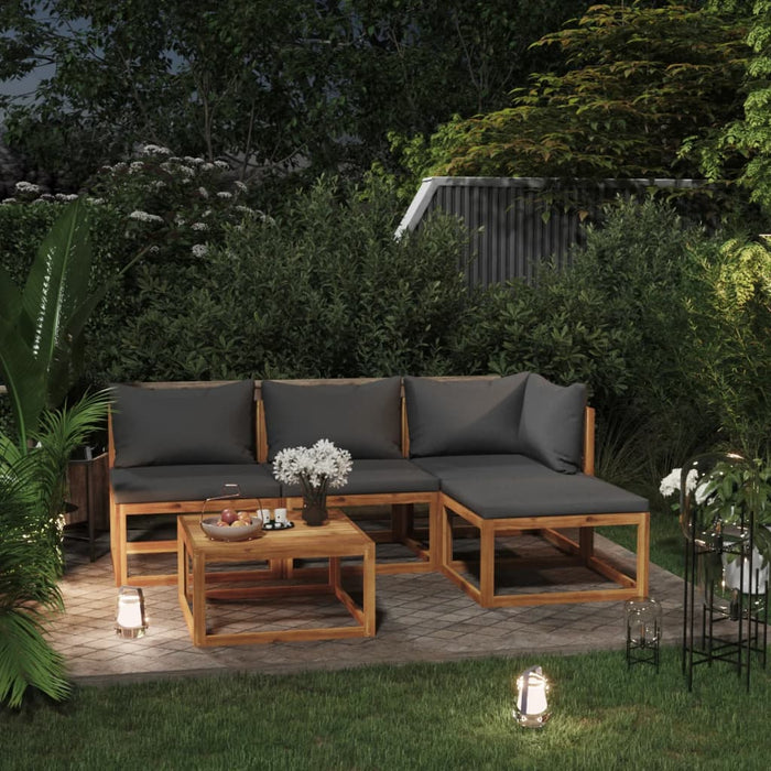 Set mobilier de grădină cu perne, 5 piese, lemn masiv acacia WALTI