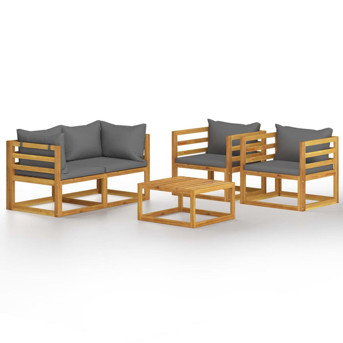 Set mobilier de grădină cu perne, 5 piese, lemn masiv acacia WALTI