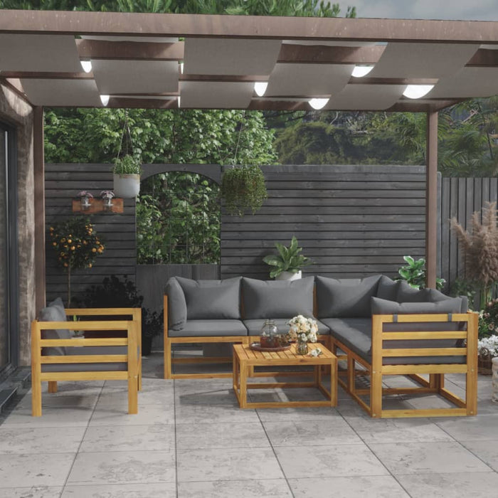 Set mobilier grădină cu perne, 7 piese, lemn masiv de acacia WALTI