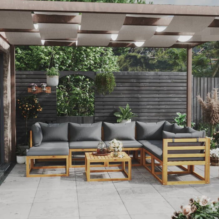 Set mobilier grădină cu perne, 8 piese, lemn masiv acacia - WALTI WALTI