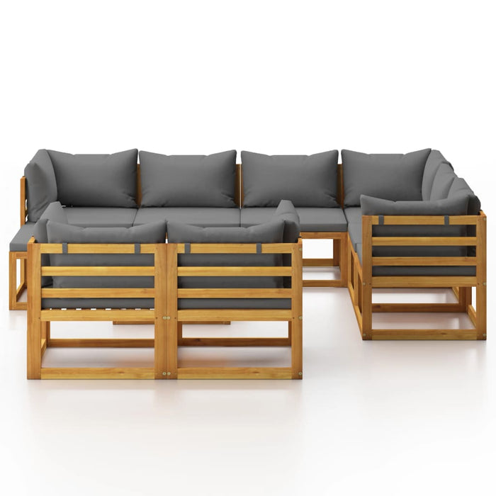 Set mobilier grădină cu perne, 10 piese, lemn masiv de acacia WALTI