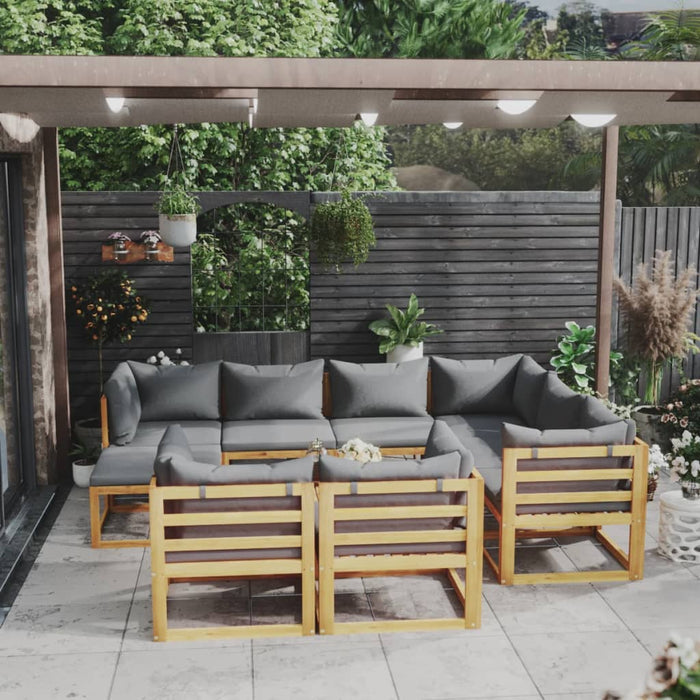 Set mobilier grădină cu perne, 10 piese, lemn masiv de acacia WALTI