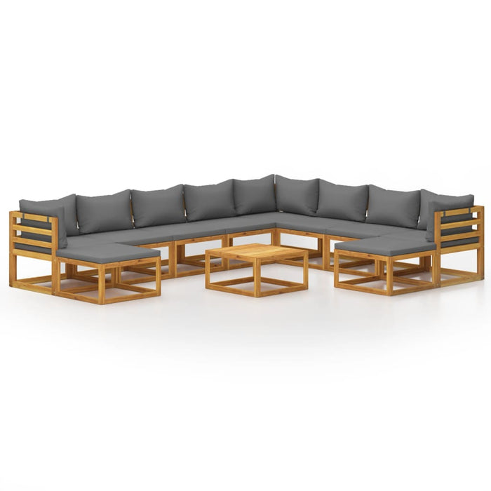 Set mobilier grădină cu perne, 11 piese, lemn masiv de acacia WALTI