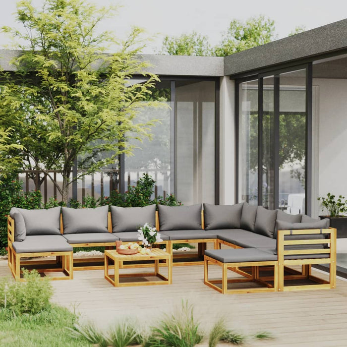 Set mobilier grădină cu perne, 11 piese, lemn masiv de acacia WALTI