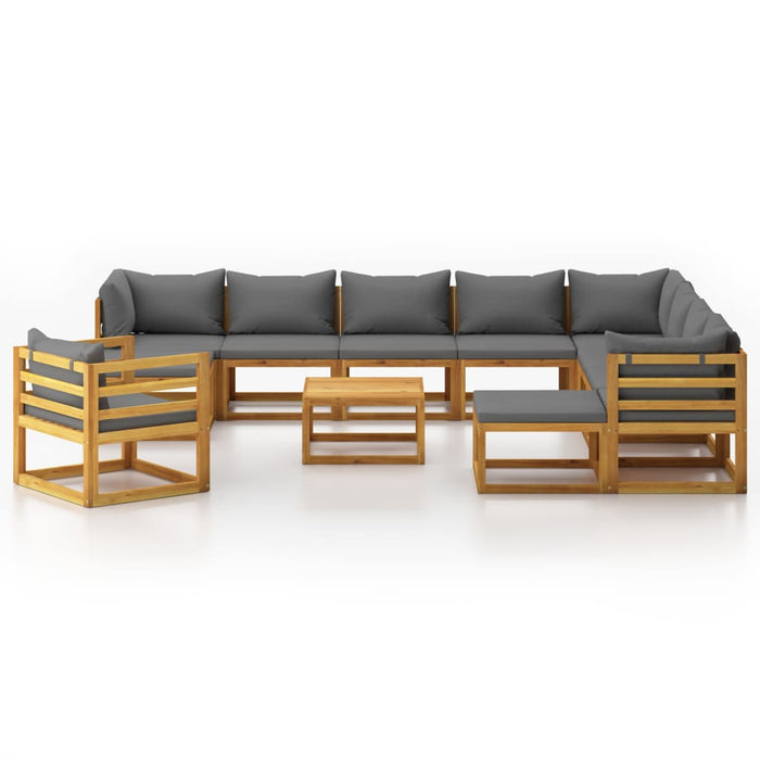 Set mobilier grădină cu perne, 12 piese, lemn masiv de acacia - WALTI WALTI