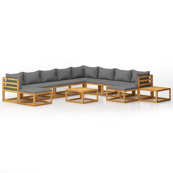Set mobilier grădină cu perne, 12 piese, lemn masiv de acacia WALTI
