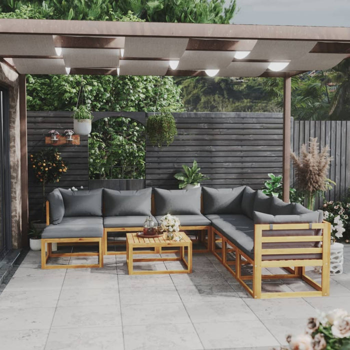 Set mobilier grădină cu perne, 9 piese, lemn masiv de acacia - WALTI WALTI