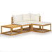 Set mobilier grădină cu perne, 4 piese, crem, lemn masiv acacia - WALTI WALTI