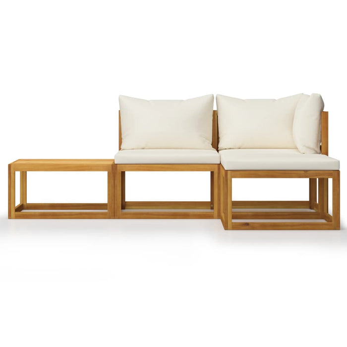 Set mobilier grădină cu perne, 4 piese, crem, lemn masiv acacia - WALTI WALTI