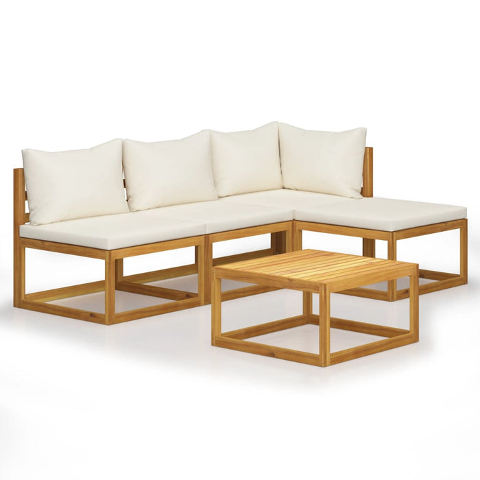 Set mobilier de grădină cu perne 5 piese crem lemn masiv acacia - WALTI WALTI