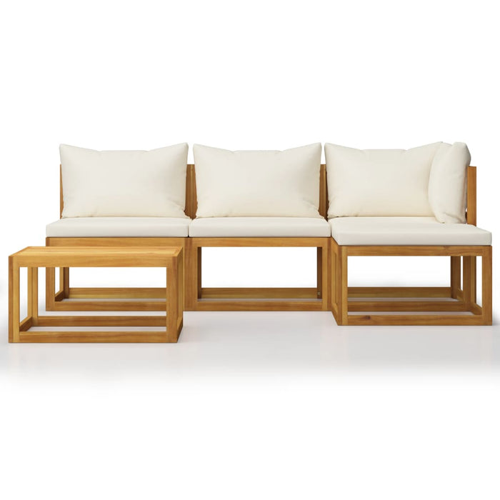 Set mobilier de grădină cu perne 5 piese crem lemn masiv acacia - WALTI WALTI