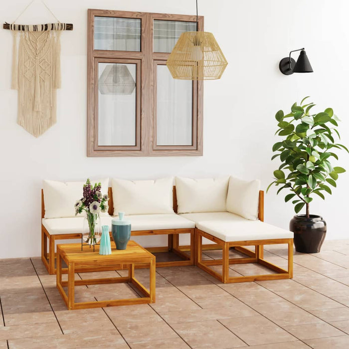 Set mobilier de grădină cu perne 5 piese crem lemn masiv acacia - WALTI WALTI