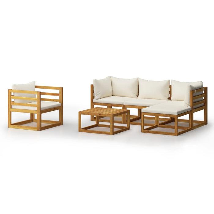 Set mobilier grădină cu perne, 6 piese, crem, lemn masiv acacia - WALTI WALTI