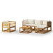 Set mobilier grădină cu perne, 6 piese, crem, lemn masiv acacia - WALTI WALTI