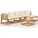 Set mobilier grădină cu perne, 6 piese, crem, lemn masiv acacia - WALTI WALTI