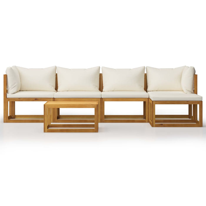 Set mobilier grădină cu perne, 6 piese, crem, lemn masiv acacia - WALTI WALTI