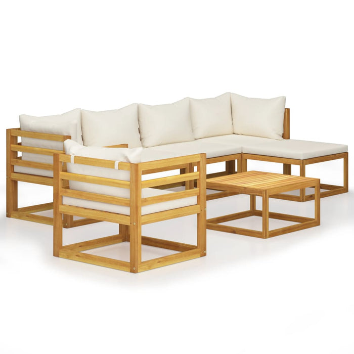 Set mobilier grădină cu perne, 7 piese, crem, lemn masiv acacia - WALTI WALTI