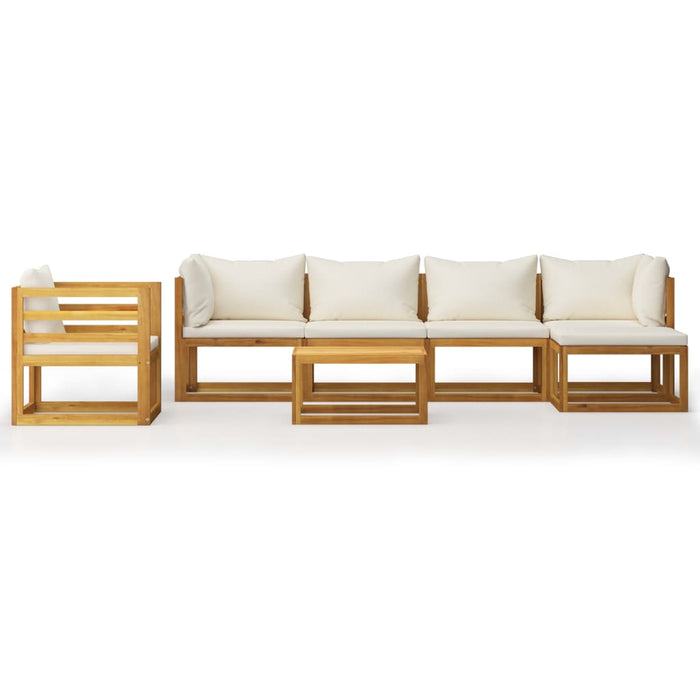 Set mobilier grădină cu perne, 7 piese, crem, lemn masiv acacia - WALTI WALTI