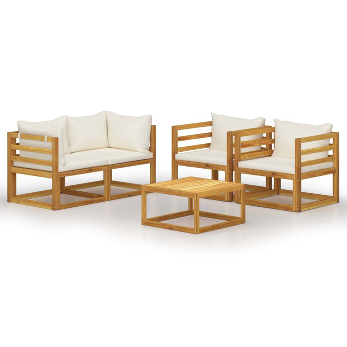 Set mobilier grădină cu perne, crem, 6 piese, lemn masiv acacia - WALTI WALTI
