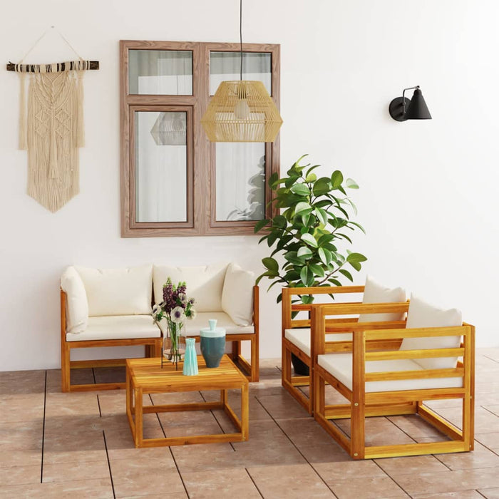 Set mobilier grădină cu perne, crem, 6 piese, lemn masiv acacia - WALTI WALTI
