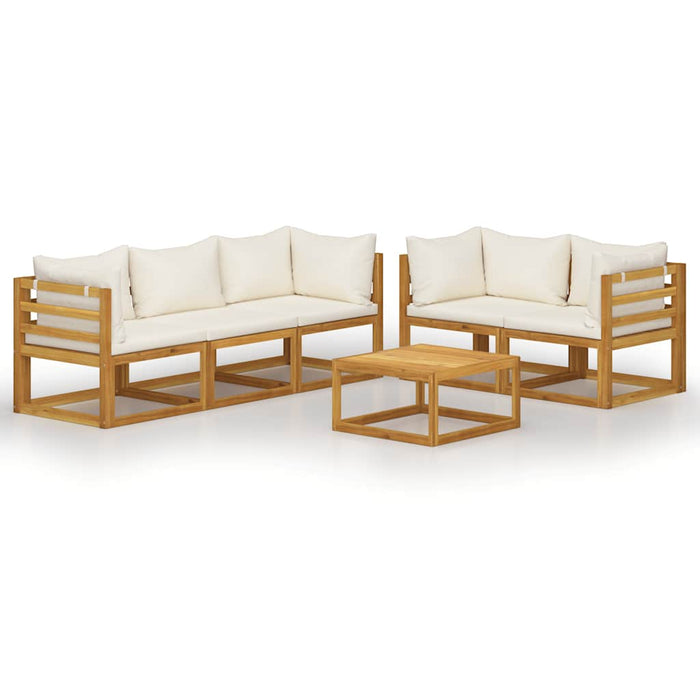 Set mobilier grădină cu perne, 6 piese, crem, lemn masiv acacia - WALTI WALTI