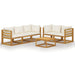 Set mobilier grădină cu perne, 6 piese, crem, lemn masiv acacia - WALTI WALTI