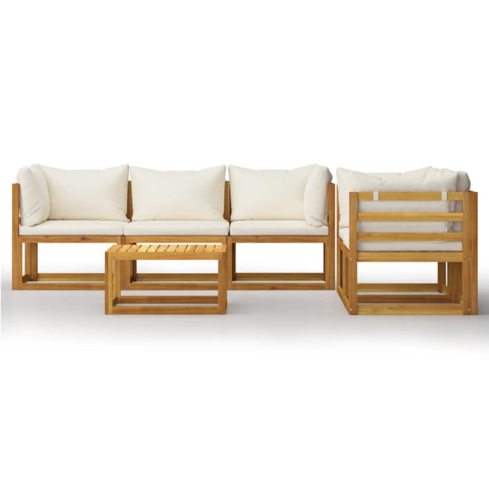 Set mobilier grădină cu perne, 6 piese, crem, lemn masiv acacia - WALTI WALTI