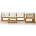 Set mobilier grădină cu perne, 6 piese, crem, lemn masiv acacia - WALTI WALTI