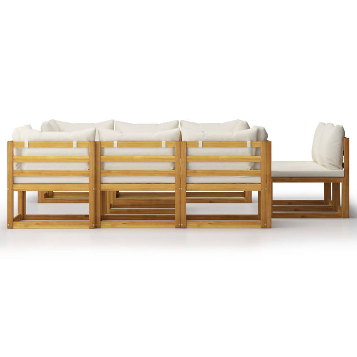 Set mobilier grădină cu perne crem, 9 piese, lemn masiv acacia WALTI