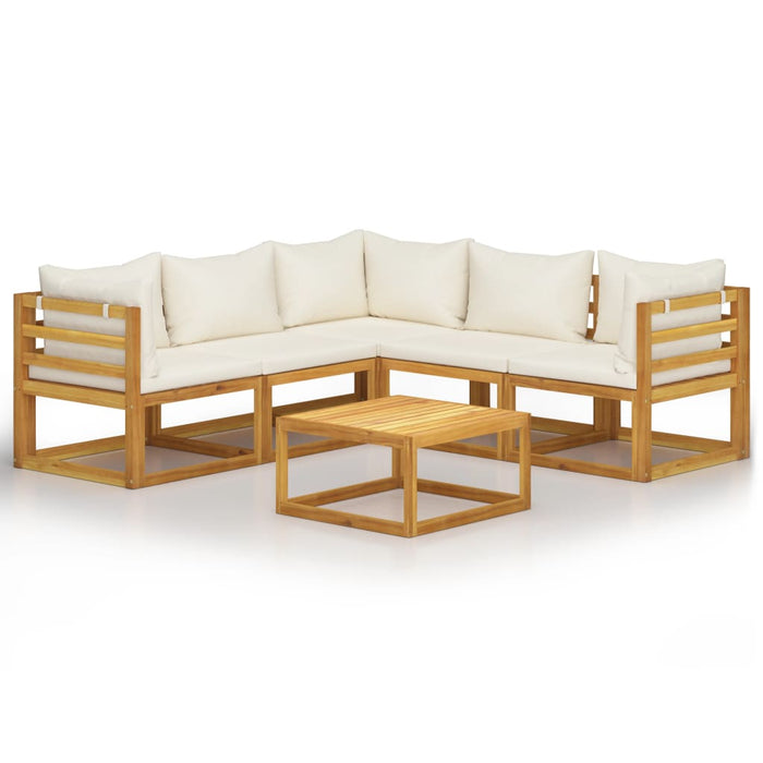 Set mobilier grădină cu perne, 6 piese, crem, lemn masiv acacia - WALTI WALTI
