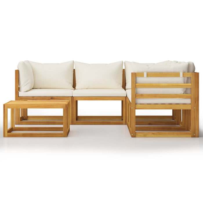 Set mobilier grădină cu perne, 6 piese, crem, lemn masiv acacia - WALTI WALTI