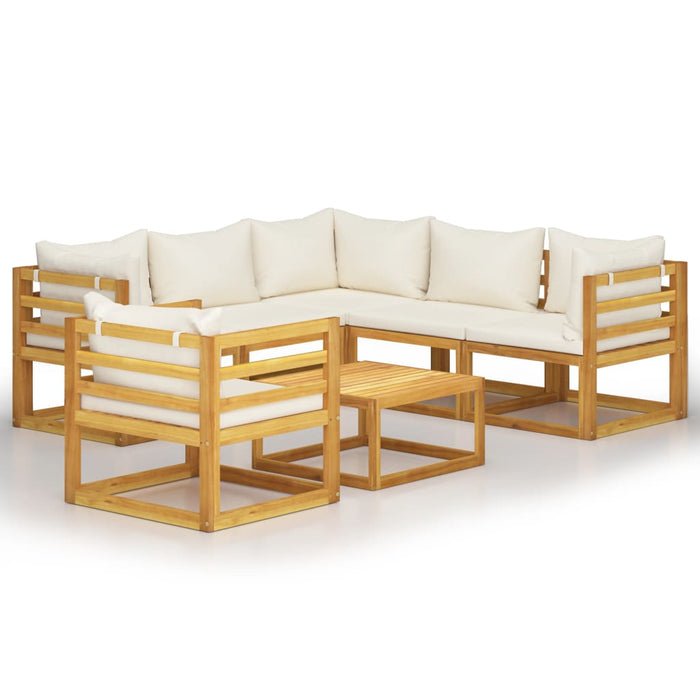 Set mobilier grădină cu perne, 7 piese, crem, lemn masiv acacia - WALTI WALTI