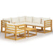 Set mobilier grădină cu perne, 7 piese, crem, lemn masiv acacia - WALTI WALTI