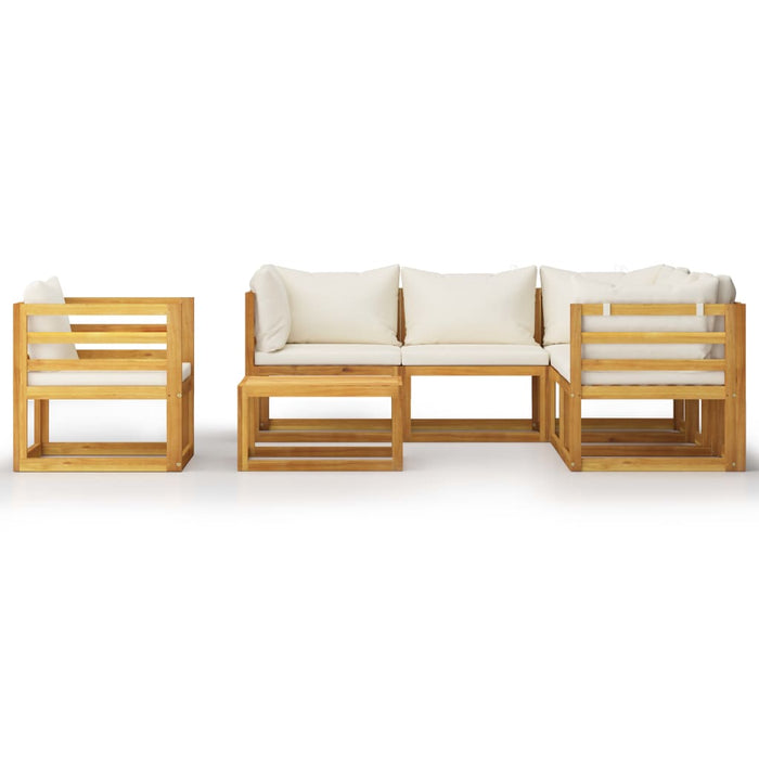Set mobilier grădină cu perne, 7 piese, crem, lemn masiv acacia - WALTI WALTI