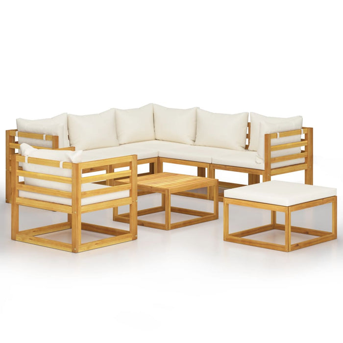 Set mobilier de grădină, 8 piese, perne crem, lemn masiv acacia - WALTI WALTI