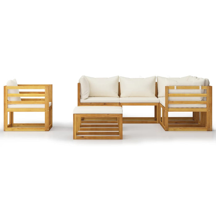 Set mobilier de grădină, 8 piese, perne crem, lemn masiv acacia - WALTI WALTI