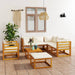 Set mobilier de grădină, 8 piese, perne crem, lemn masiv acacia - WALTI WALTI
