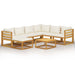 Set mobilier grădină cu perne, 8 piese, crem, lemn masiv acacia - WALTI WALTI