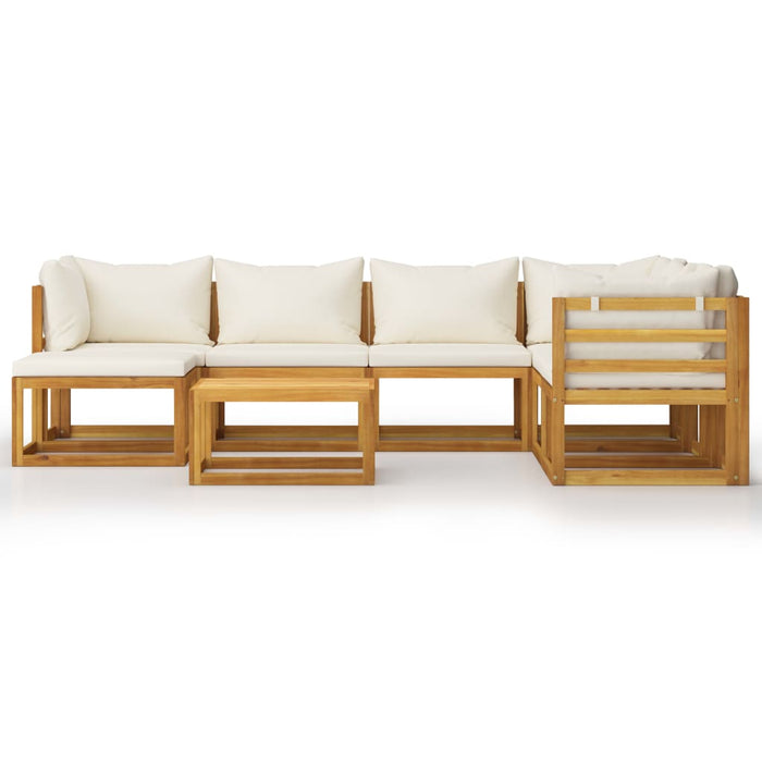 Set mobilier grădină cu perne, 8 piese, crem, lemn masiv acacia - WALTI WALTI